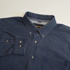 Ariat Pro Series Shirt Mens XL Blue Plaid Long Sleeve Western Vented READ